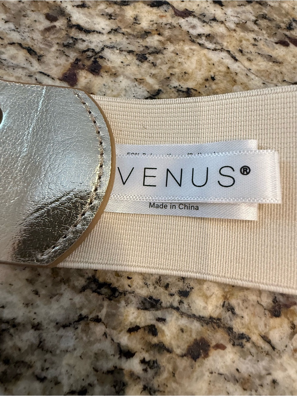 Venus rope braided silver gold metallic cream stretch belt SZ S/M - Picture 8 of 15